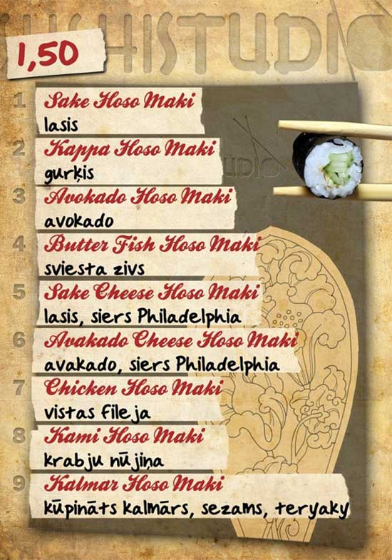 SUSHI MENU
