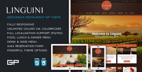 Linguini: Restaurant Responsive WordPress Theme