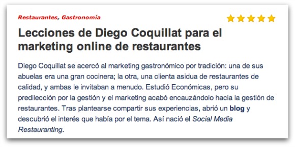 Lecciones de Diego Coquillat sobre redes sociales para restaurantes