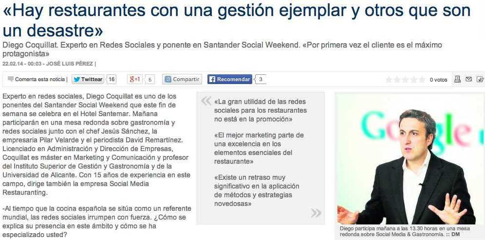 Noticia publica de Diego Coquillat en El Diario Montañes