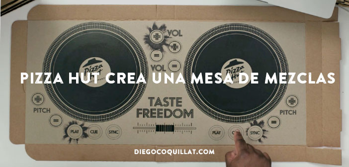 Pizza Hut crea una mesa de mezclas hecha con la caja de sus pizzas