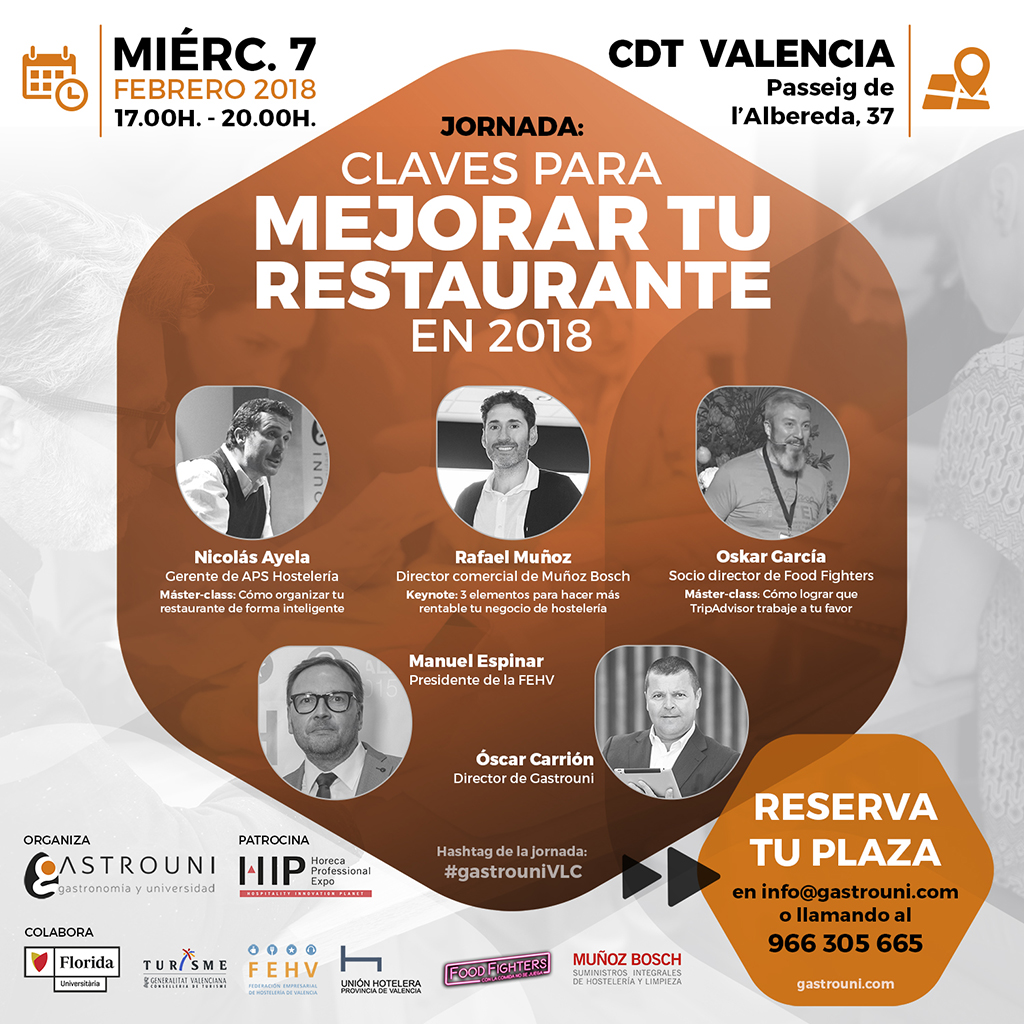 Gastrouni organiza la jornada “Claves para mejorar tu restaurante en 2018” - Cartel