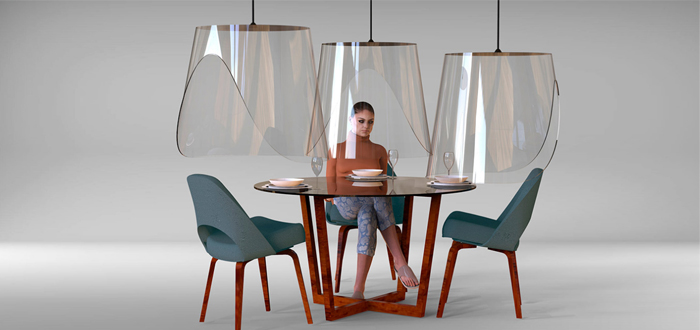 Lámparas de plástico como escudo individual frente al virus, el invento de un restaurante de París