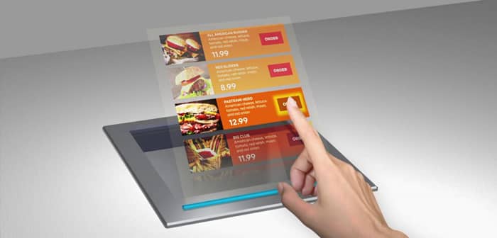 Proyectar el menú en el aire a través de holografía, el siguiente paso de la tecnología contactless para restaurantes.