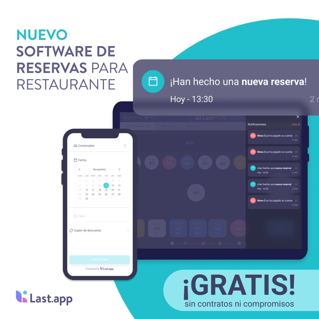 LastBOOKINGS permite a los restaurantes facilitar las reservas a través de Internet, recibiendo automáticamente toda la información necesaria para su gestión.