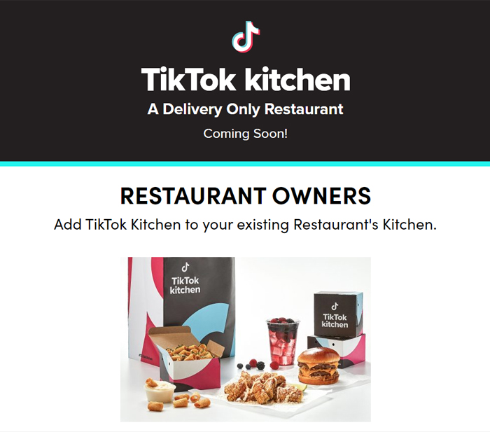 Con el nombre de TikTok Kitchen, los directivos de la RRSS han decidido abalanzarse sobre el mundo de la hostelería estadounidense usando una cadena de restaurantes digitales como catapulta.