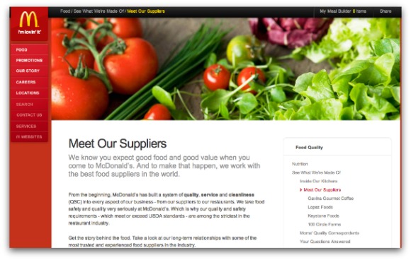 Alimentos en Mcdonald's