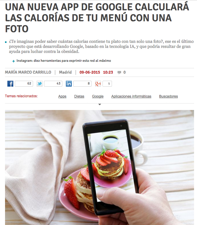 Una nueva app de Google calculará las calorías de tu menú con una foto   Emprendedores   Territorio Pyme