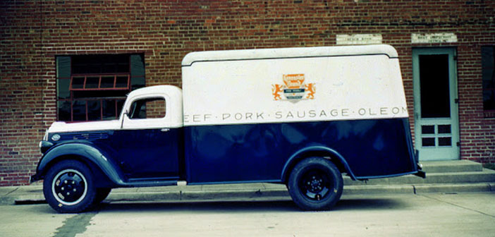 Furgoneta Ford Delivery, Productos de comida de la marca Castleton, aproximadamente década de los 40
