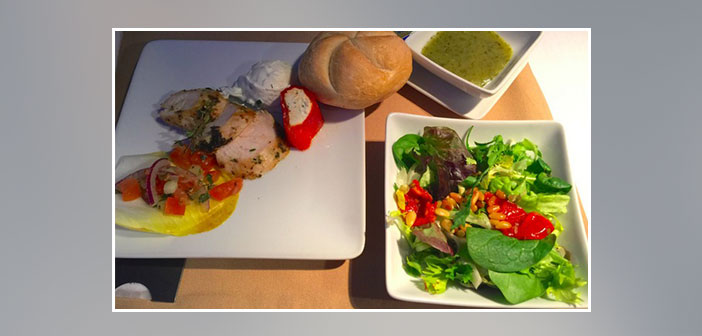 American-Airlines---Dinner-in-business-class