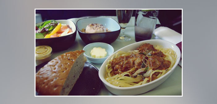 Cathay-Pacific-Airlines---Dinner-in-business-class