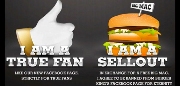 Campaña de Burguer King que consistía en elegir entre seguir siendo fan de la página o comer una hamburguesa de la competencia