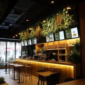 Restaurante Moderno con Sostenibilidad y Tecnología Integrada